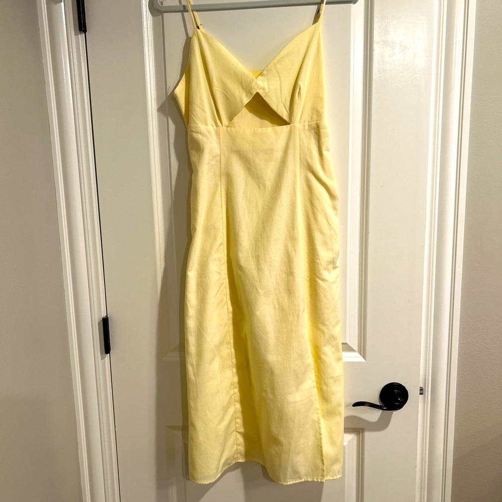 Melrose and market soft yellow cutout midi dress